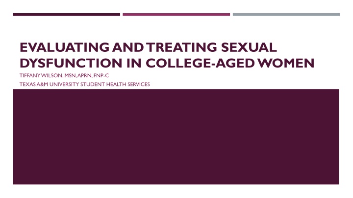 evaluating and treating sexual dysfunction n.w