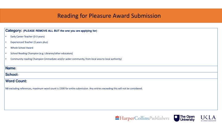 reading for pleasure award submission n.w