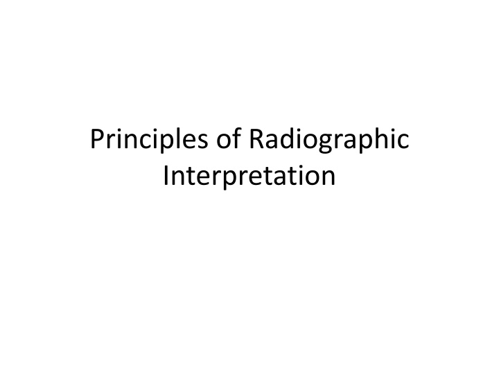 principles of radiographic interpretation n.w