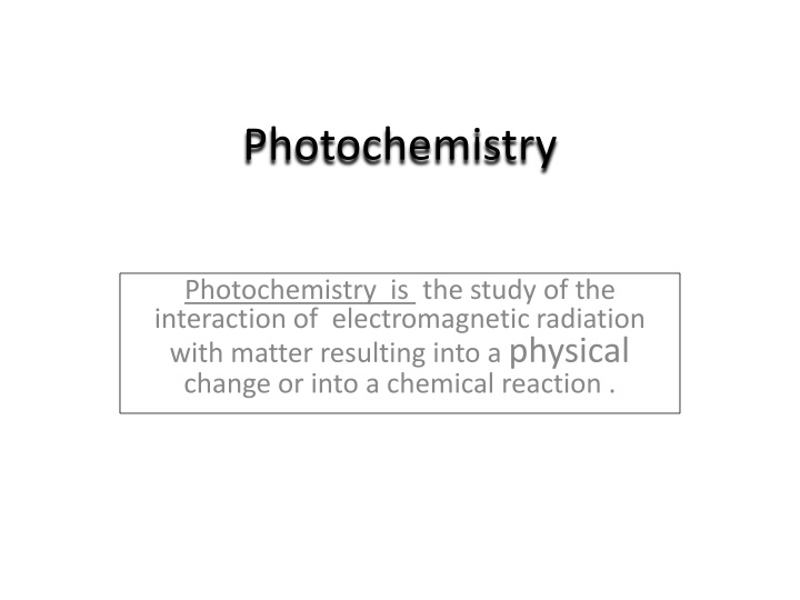 photochemistry n.w