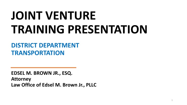 joint venture training presentation n.w
