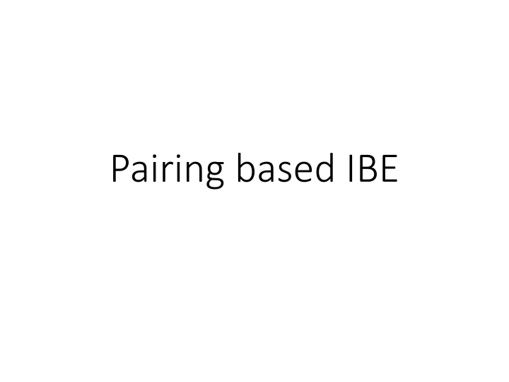 pairing based ibe n.w