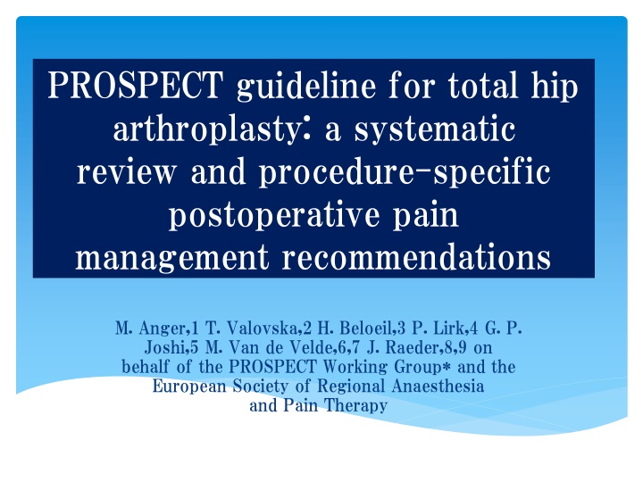prospect guideline for total hip arthroplasty n.w