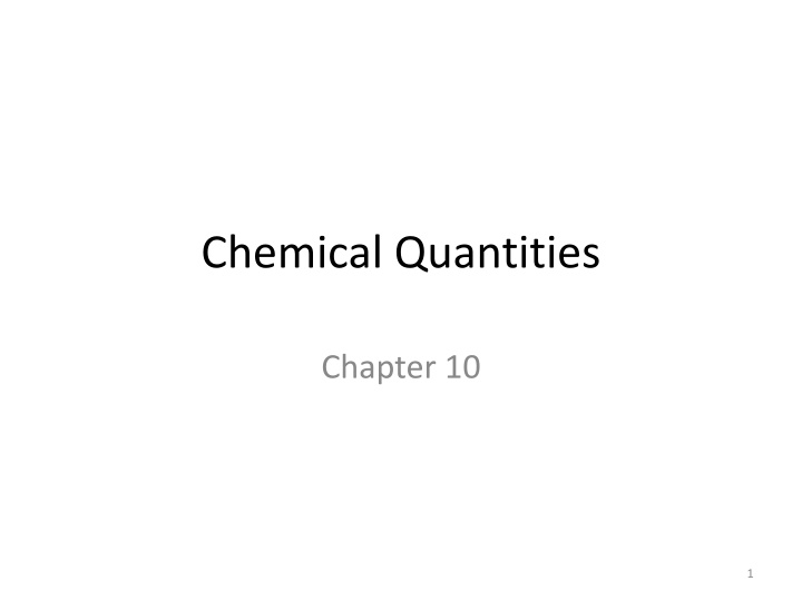 Chemical Quantities and Molar Mass