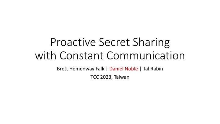 proactive secret sharing with constant n.w