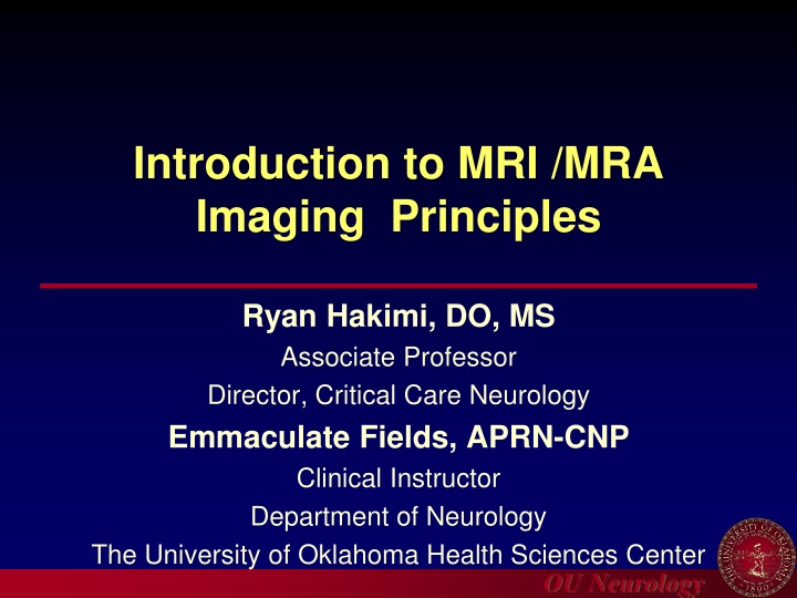 introduction to mri mra imaging principles n.w