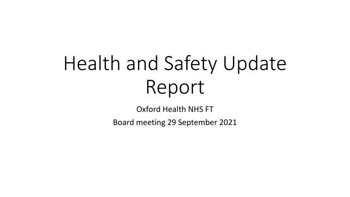 health and safety update report n.w