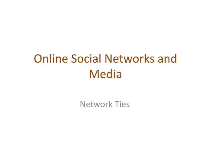 online social networks and media n.w