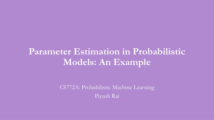 parameter estimation in probabilistic models n.w