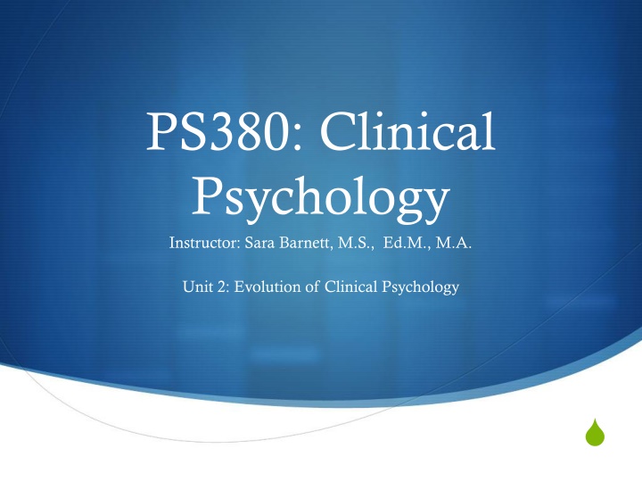 ps380 clinical psychology instructor sara barnett n.w