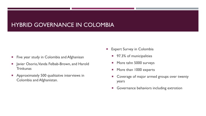 hybrid governance in colombia n.w