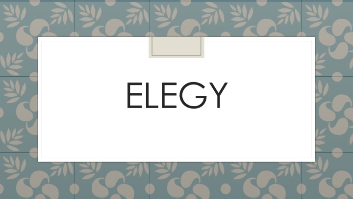 elegy n.w