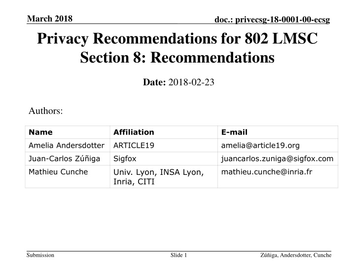 march 2018 privacy recommendations for 802 lmsc n.w