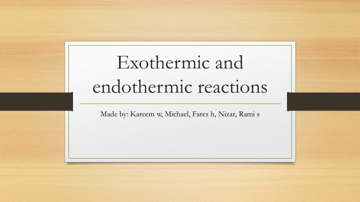 exothermic and endothermic reactions n.w
