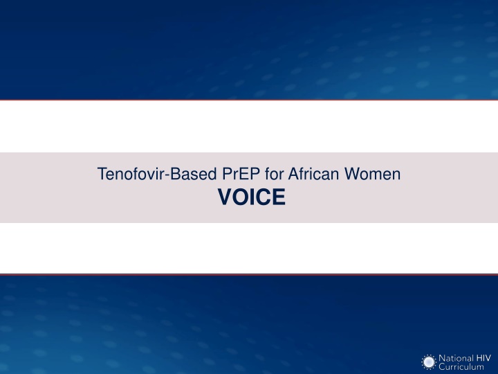 tenofovir based prep for african women voice n.w
