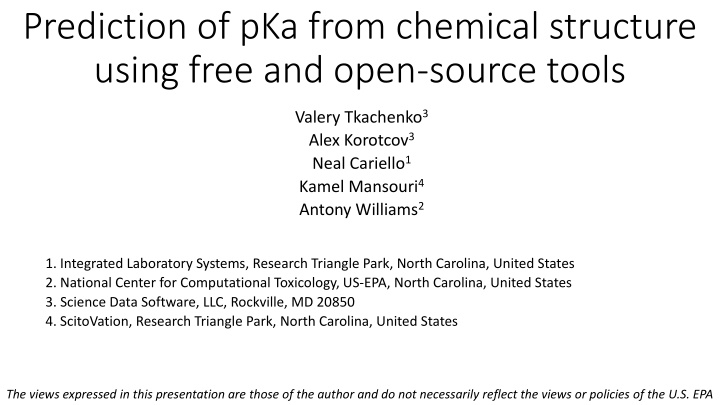 prediction of pka from chemical structure using n.w