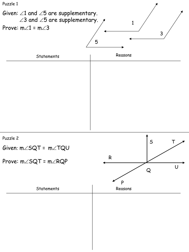 puzzle 1 given 1 and 5 are supplementary n.w