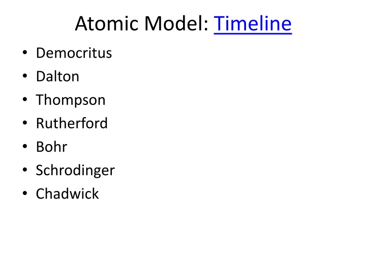 atomic model timeline democritus dalton thompson n.w