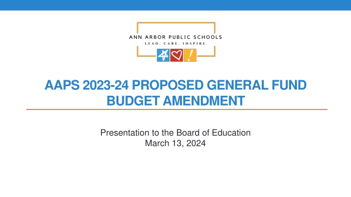 Proposed General Fund Budget Amendment Presentation