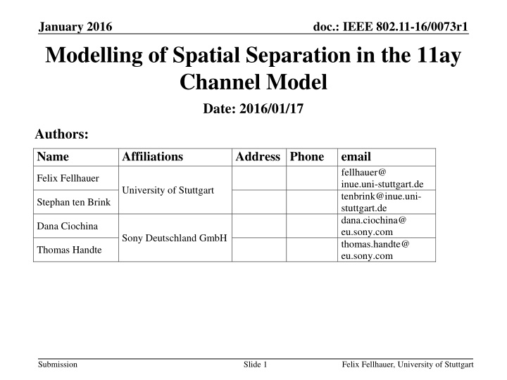 january 2016 modelling of spatial separation n.w