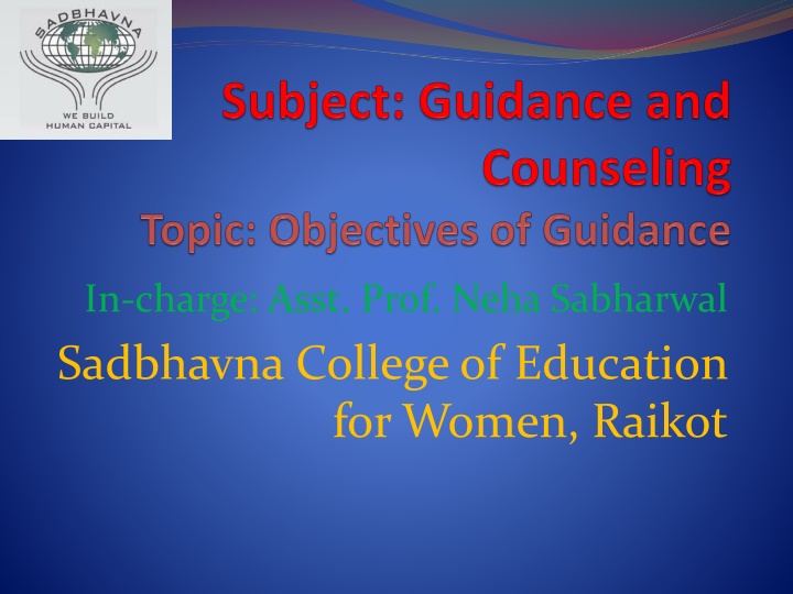 in charge asst prof neha sabharwal sadbhavna n.w