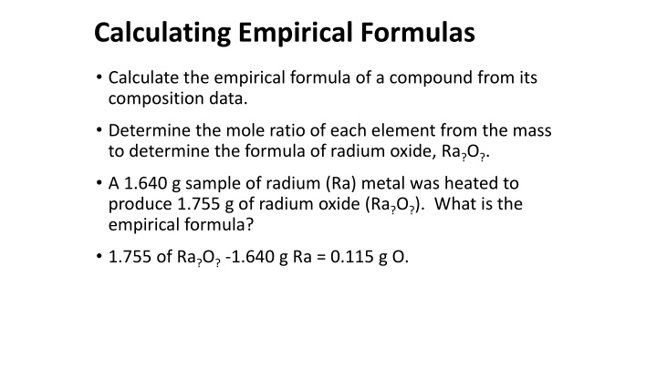 calculating empirical formulas n.w