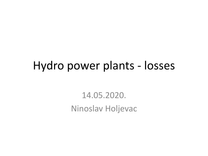 hydro power plants losses n.w