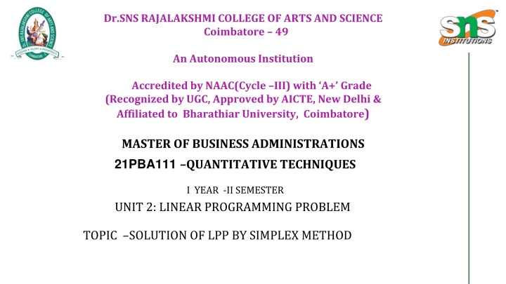 dr sns rajalakshmi college of arts and science n.w