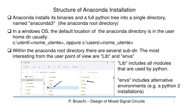 structure of anaconda installation n.w