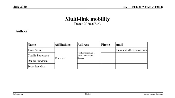 Multi-Link Mobility for Enhanced Wireless Connectivit