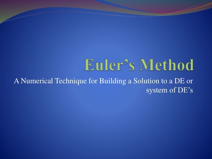 a numerical technique for building a solution n.w