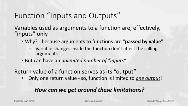 function inputs and outputs n.w
