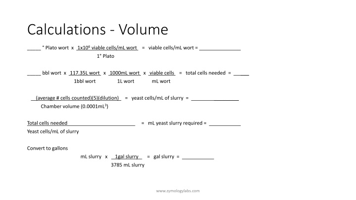 calculations volume n.w