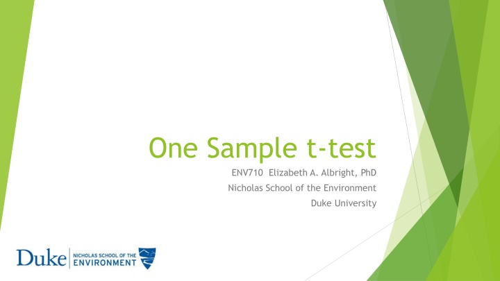 one sample t test env710 elizabeth a albright n.w