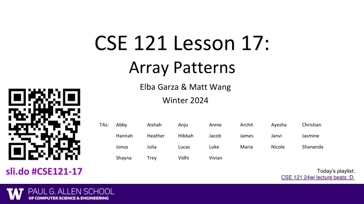 cse 121 lesson 17 array patterns n.w