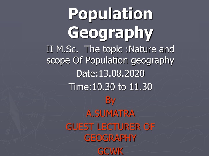 population geography ii m sc the topic nature n.w