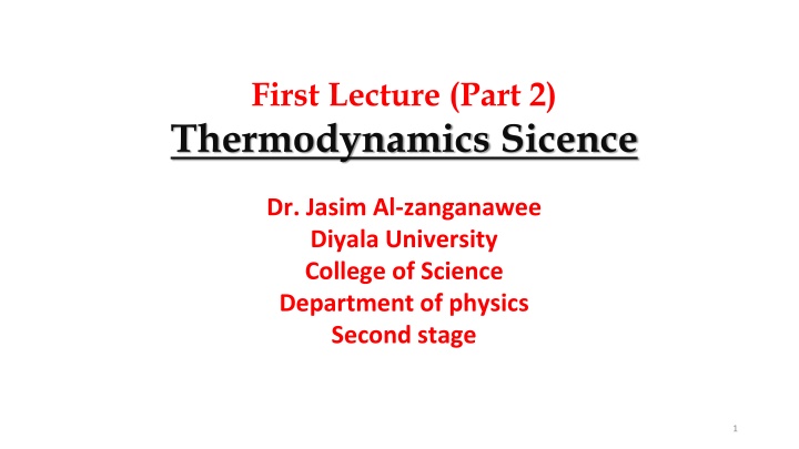first lecture part 2 thermodynamics sicence n.w