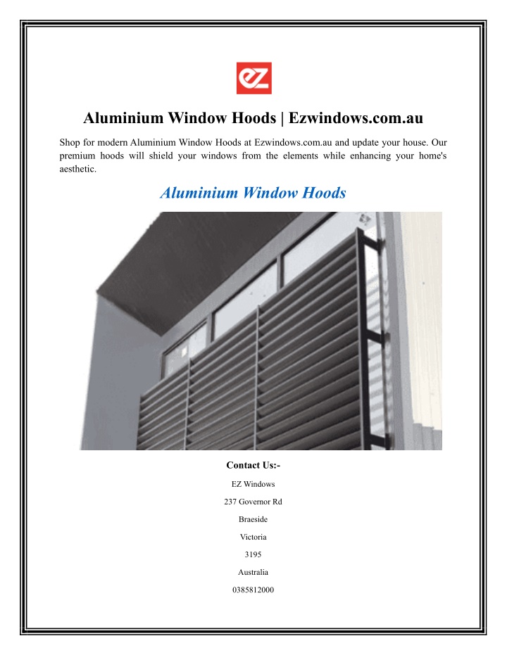 aluminium window hoods ezwindows com au n.w