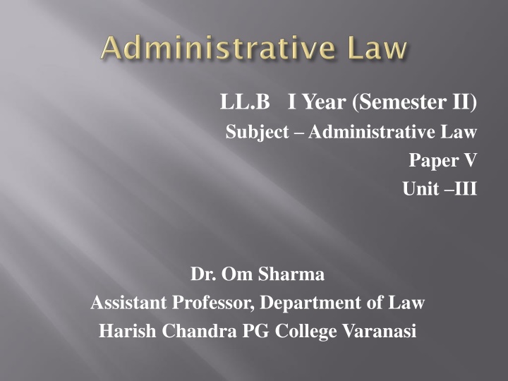 ll b i year semester ii subject administrative law n.w