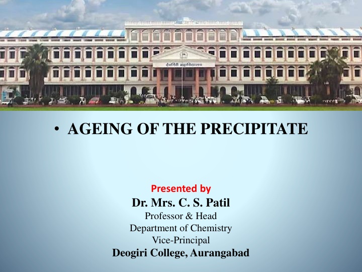 ageing of the precipitate n.w