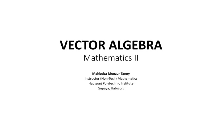 vector algebra mathematics ii n.w