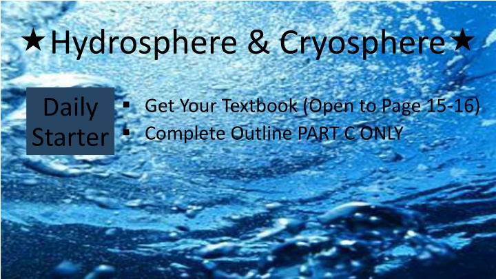hydrosphere cryosphere n.w
