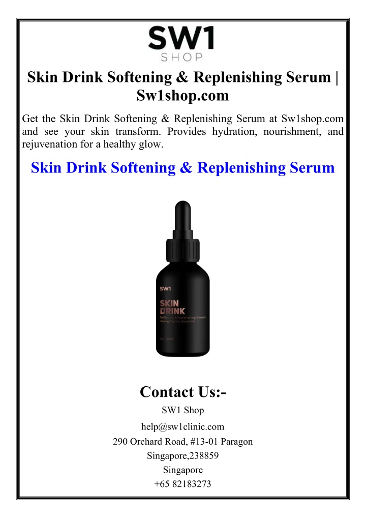skin drink softening replenishing serum sw1shop n.w