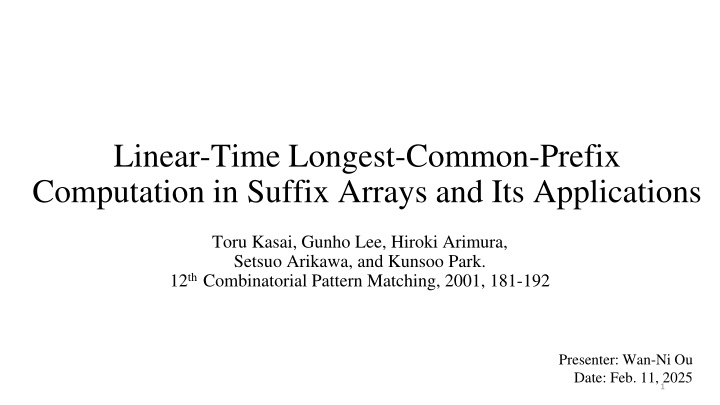 Linear-Time Longest Common Prefix Computation in Suffix Arrays