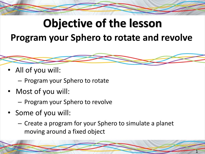 objective of the lesson program your sphero n.w