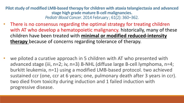 pilot study of modified lmb based therapy n.w