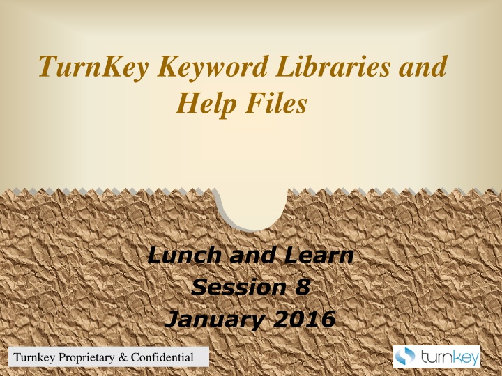 turnkey keyword libraries and help files n.w