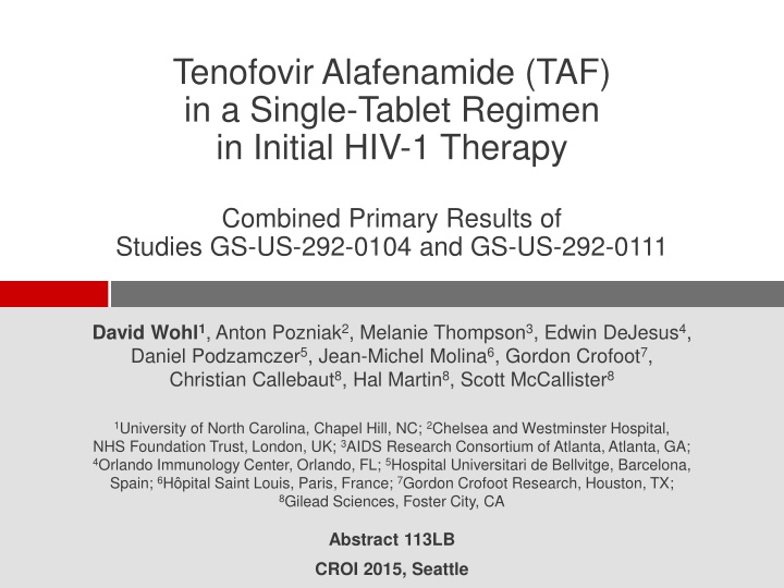 tenofovir alafenamide taf in a single tablet n.w
