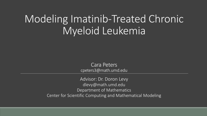Modeling Imatinib Treatment for Chronic Myeloid Leukemia
