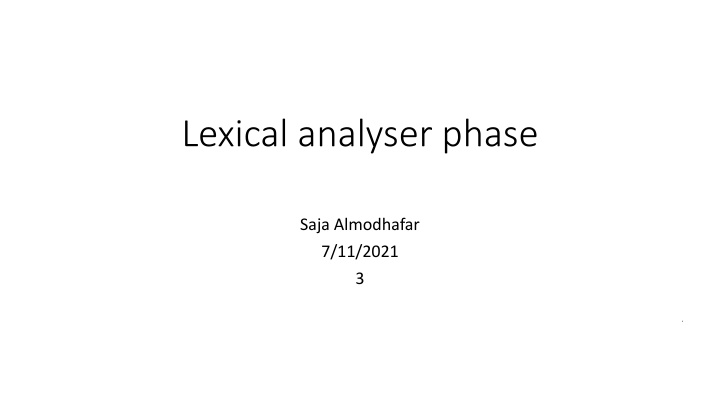 lexical analyser phase n.w